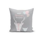 RealHomes Gri Zeminli Unicorn Baby Shower Desenli Çocuk Odası Yastık Kılıfı