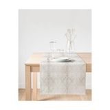 Realhomes Gümüş Renk Damask Desenli Modern Süet Runner