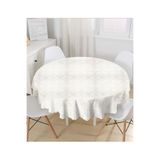 RealHomes Gümüş Renk Damask Desenli Modern Yuvarlak Masa Örtüsü - Çap 140cm, MasaYuv-damask-140x140cm