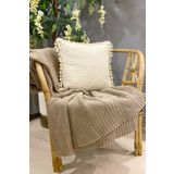 Realhomes Handmade Natural %100 Organik Pamuklu 4 Kenar Püsküllü Kare Kırlent Kılıfı
