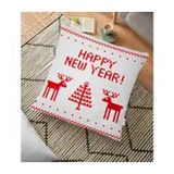 RealHomes Happy New Year Temalı Dijital Baskılı Dekoratif 70x70 cm Yer Minderi