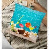 RealHomes Havuz ve Kokteyl Tasarımlı Dijital Baskılı Dekoratif 70x70 cm Yer Minderi