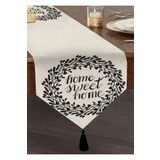 RealHomes Home Sweet Home Dijital Baskılı Dekoratif Püsküllü Şönil Üçgen Runner