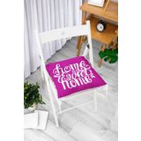 RealHomes Home Sweet Home Dijital Baskılı Pofidik Kare Sandalye Minderi, Pofi-518