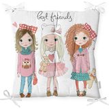 RealHomes K2476 Best Friends Motifli Dekoratif Kırlent Kılıfı