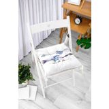 RealHomes K2486 Mavi Ok Çizimli Çiçek Desenli Dekoratif Kırlent Kılıfı