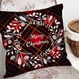 RealHomes K3045 Ekose Merry Christmas Desenli Dijital Baskılı Kırlent Kılıfı