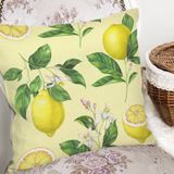 RealHomes K3096 Krem Zeminli Limon Desenli Dekoratif Kırlent Kılıfı