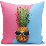 RealHomes K3175 Mavi Pembe Ananas Desenli Modern Kırlent Kılıfı