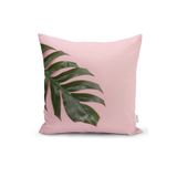 RealHomes K3194 Pembe Zeminde Yaprak Modern Tasarımlı Dekoratif Kırlent Kılıfı