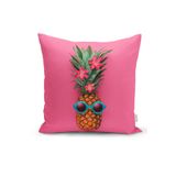 RealHomes K3205 Fuşya Zeminli Ananas Desenli Modern Kırlent Kılıfı