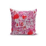 RealHomes K3219 Pembe Zeminli Love You Temalı Modern Kırlent Kılıfı