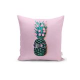 RealHomes K3244 Pembe Zeminde 3D Ananas Temalı Modern Kırlent Kılıfı