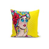 RealHomes K3292 Sarı Zeminli Summer Popart Tasarımlı Dekoratif Kırlent Kılıfı