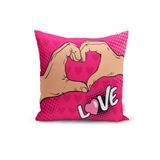 RealHomes K3299 Pembe Love Popart Tasarımlı Dijital Baskılı Kırlent Kılıfı