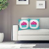 RealHomes K54 Cup Cake Desenli Dijital Baskılı Dekoratif Kırlent Kılıfı