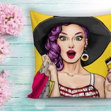RealHomes K736 Pop Art Resimli Dijital Baskılı Dekoratif Kırlent Kılıfı