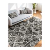 RealHomes Kahverengi Zeminde Morrocan Motifli Eskitme Desenli Geometrik Vintage Antre Salon & Saçaklı Halı HaliDik-Deluxe-11375, 80 x 150