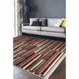 RealHomes Kahverengi Zeminde Patchwork Motifli Kırkyama Desenli Vintage Oturma Odası Yatak Odası Saçaklı Halı HaliDik-Deluxe-11260, 150 x 300