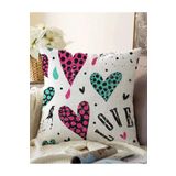RealHomes Kalpli Love Desenli Çift Taraflı Dekoratif Raşel Örme Yastık Kırlent Kılıfı, Sonil-K2355-43x43cm