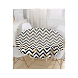 RealHomes Kar Tanesi Zigzag Desenli Dijital Baskılı Yuvarlak Masa Örtüsü - Çap 140cm, MasaYuv-2428-140x140cm
