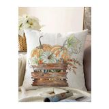 RealHomes Kasalı Kabak Motifli Dijital Baskılı Dekoratif Raşel Örme Yastık Kırlent Kılıfı, Sonil-K10350-43x43cm