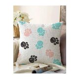 RealHomes Kedi Ayak Izli Modern Çift Taraflı Raşel Örme Yastık Kırlent Kılıfı, Sonil-K5650-43x43cm