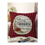RealHomes Kırmızı Ekose Motifli Mery Christmas Temalı Modern Raşel Örme Yastık Kırlent Kılıfı, Sonil-K10493-43x43cm