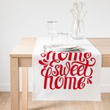Realhomes Kırmızı Home Sweet Home Dijital Baskılı Modern Süet Runner