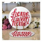 RealHomes Kırmızı Home Sweet Home Dijital Modern 2 1 Yuvarlak Servis Altlığı Supla