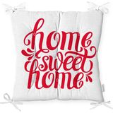 RealHomes Kırmızı Home Sweet Home Dijital Modern Pofidik Sandalye Minderi