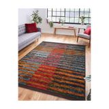 RealHomes Kırmızı Turuncu Zemin Patchwork Motifli Kilim Desenli Vintage Klasik Salon Kaymaz Taban Saçaklı Halı HaliDik-Deluxe-11850, 80 x 400