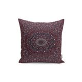 RealHomes Kırmızı Zeminde Hereke Motifli Kilim Desenli Dijital Baskılı Yastık Kırlent Kılıfı