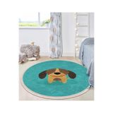 RealHomes Köpek Desenli Çocuk & Genç Odası Makinede Yıkanabilir Kaymaz Tabanlı Püsküllü Yuvarlak Çocuk Halısı HaliYuvCck-Deluxe-4886, 180 x 180