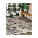 RealHomes Krem Bordo Zemin Eskitme Motifli Kilim Desenli Eskitme Motifli Sade & Şık Salon Kaymaz Saçaklı Halı HaliDik-Deluxe-11783, 80 x 150