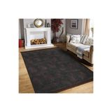 RealHomes Krem - Kahverengi Zeminde Eskitme Motifli Yaprak Desenli Floral Mutfak Yatak Odası Saçaklı Halı HaliDik-Deluxe-12277, 80 x 120