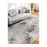 RealHomes Krem - Kahverengi Zeminde Örgü Motifli Eskitme Desenli Eskitme Motifli Salon & Mutfak Saçaklı Halı HaliDik-Deluxe-11903, 60 x 120