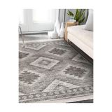 RealHomes Krem - Kahverengi Zeminde Otantik Motifli Kilim Desenli Vintage Geometrik Yatak Odası Saçaklı Halı HaliDik-Deluxe-11862, 80 x 120