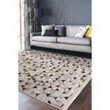 RealHomes Krem - Kahverengi Zeminde Patchwork Motifli Geleneksel Desenli Geometrik Kaymaz Taban Saçaklı Halı HaliDik-Deluxe-11196, 100 x 150