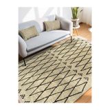 RealHomes Krem - Siyah Zeminde Kilim Motifli Yöresel Desenli Geometrik Eskitme Motifli Antre Saçaklı Halı HaliDik-Deluxe-12016, 80 x 150