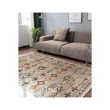 RealHomes Krem Zemin Kilim Motifli Baklava Desenli Etnik Motifler Oturma Odası Yatak Odası Kaymaz Saçaklı Halı HaliDik-Deluxe-11028, 100 x 200