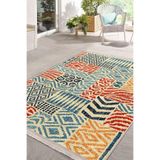 RealHomes Krem Zemin Patchwork Motifli Patchwork Desenli Geometrik Klasik Koridor & Antre Mutfak Saçaklı Halı HaliDik-Deluxe-11948, 120 x 180