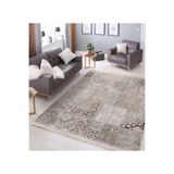 RealHomes Krem Zeminde Patchwork Motifli Antik Desenli Etnik Motifler Vintage Oturma Odası Kaymaz Saçaklı Halı HaliDik-Deluxe-11113, 80 x 300
