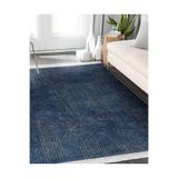 RealHomes Lacivert Zeminde Örgü Motifli Kilim Desenli Geometrik Eskitme Motifli Antre Salon & Saçaklı Halı HaliDik-Deluxe-11927, 80 x 250