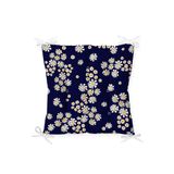 RealHomes Lacivert Zeminde Papatya Baskılı Özel Tasarım Pofidik Sandalye Minderi