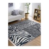 RealHomes Lacivert Zeminde Patchwork Motifli Post Desenli Sade & Şık Salon & Oturma Odası Mutfak Saçaklı Halı HaliDik-Deluxe-11829, 160 x 230