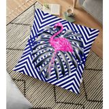 RealHomes Lacivert Zeminli Flamingo Desenli Dijital Baskılı 70x70 cm Yer Minderi