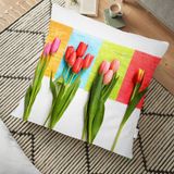 RealHomes Lale Desenli Dijital Baskılı Dekoratif 70x70 cm Yer Minderi
