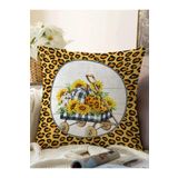 RealHomes Leopar Desenli Kabak Temalı Modern Raşel Örme Yastık Kırlent Kılıfı, Sonil-K10507-43x43cm