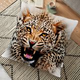 RealHomes Leopar Resimli Dijital Baskılı Dekoratif 70x70 cm Yer Minderi